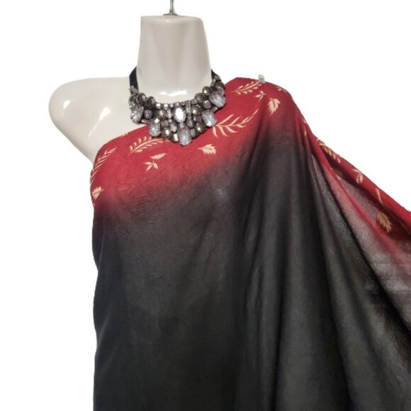 Black and Red Saree PRE-PLEATED Pre Stitched Adjustable Waist Ready to Wear NEW! - Picture 5 of 11
